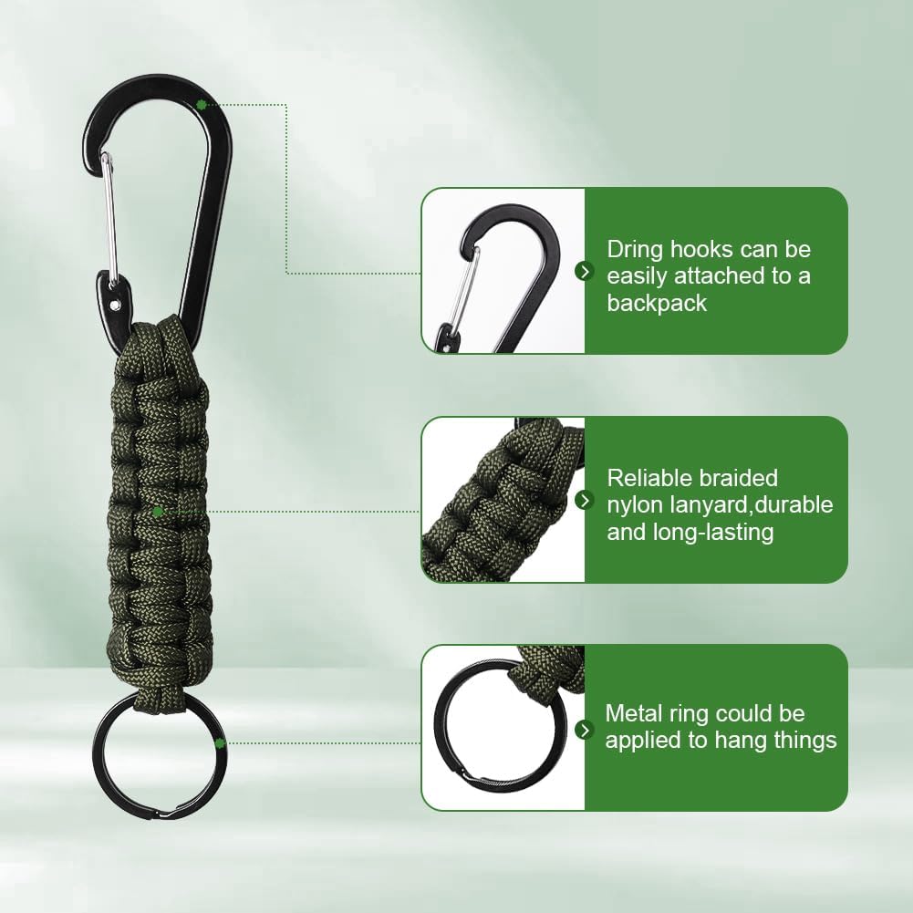 Detalle de Vicloon gevlochten paracord nekkoord met karabijnhaak, set van 2