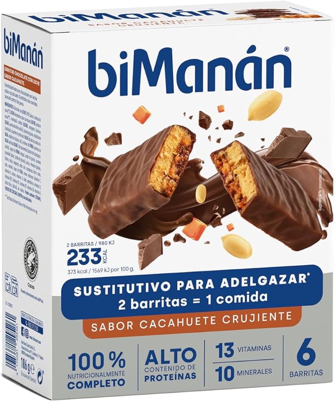 BIMANÁN BeSlim Barritas Cacahuete Crujiente 🍫 - 6 Unidades