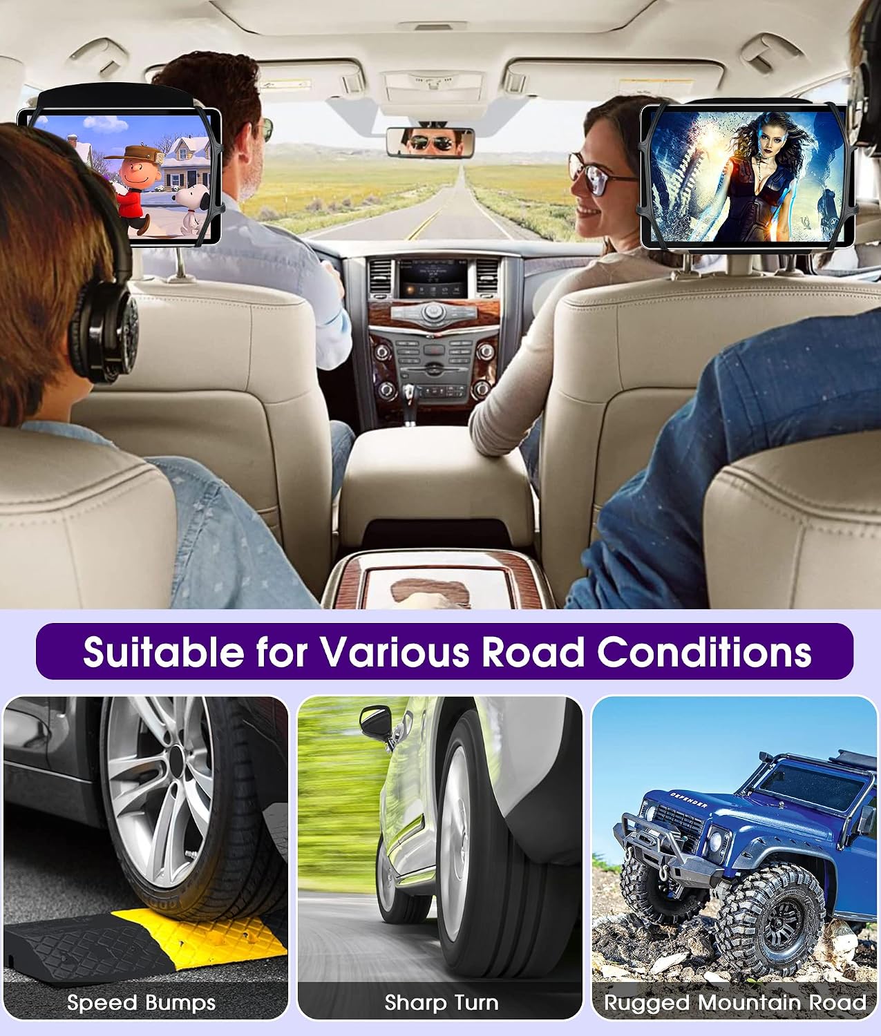 Detalle de WONNIE car headrest tablet mount 7 to 12.9in