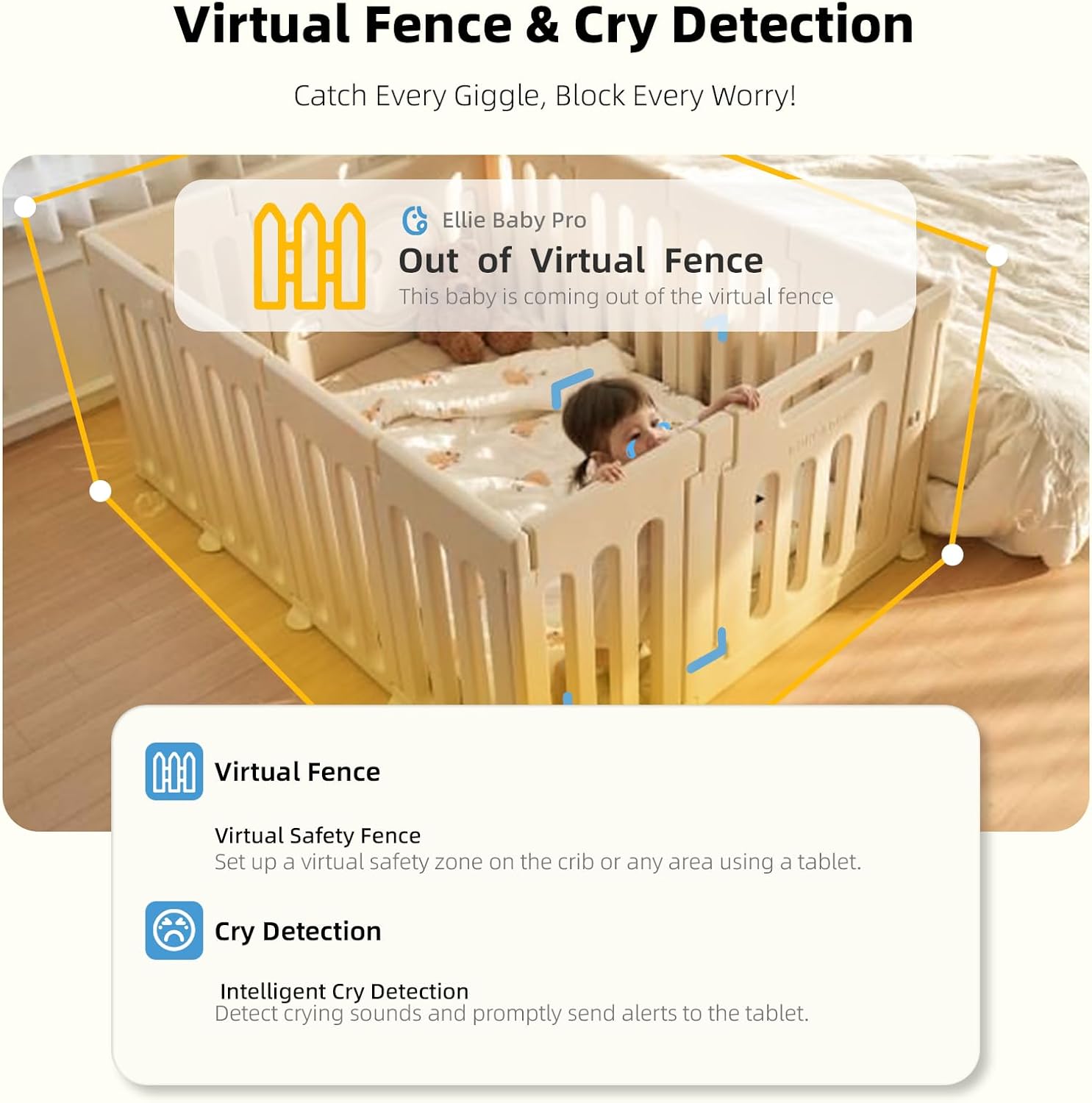 Thumbnail 4 de Ellie Baby Pro Ellie Pro Baby Monitor with Camera & Audio (5'' IPS, 2K UHD, 6000mAh, Pan-Tilt Remote)