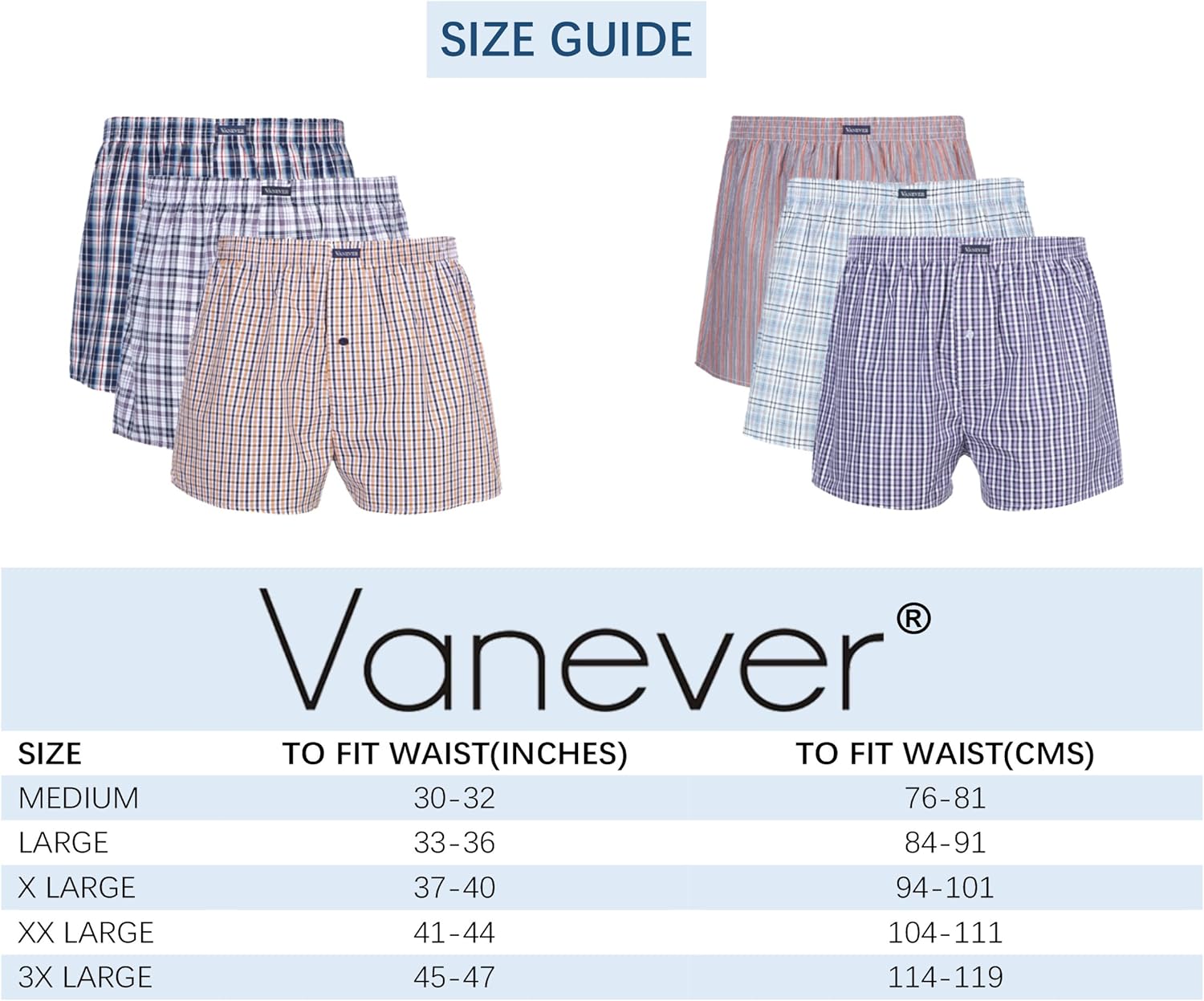 Thumbnail 2 de VANEVER Cotton Men’s Boxers: Soft, breathable woven boxer shorts with button fly
