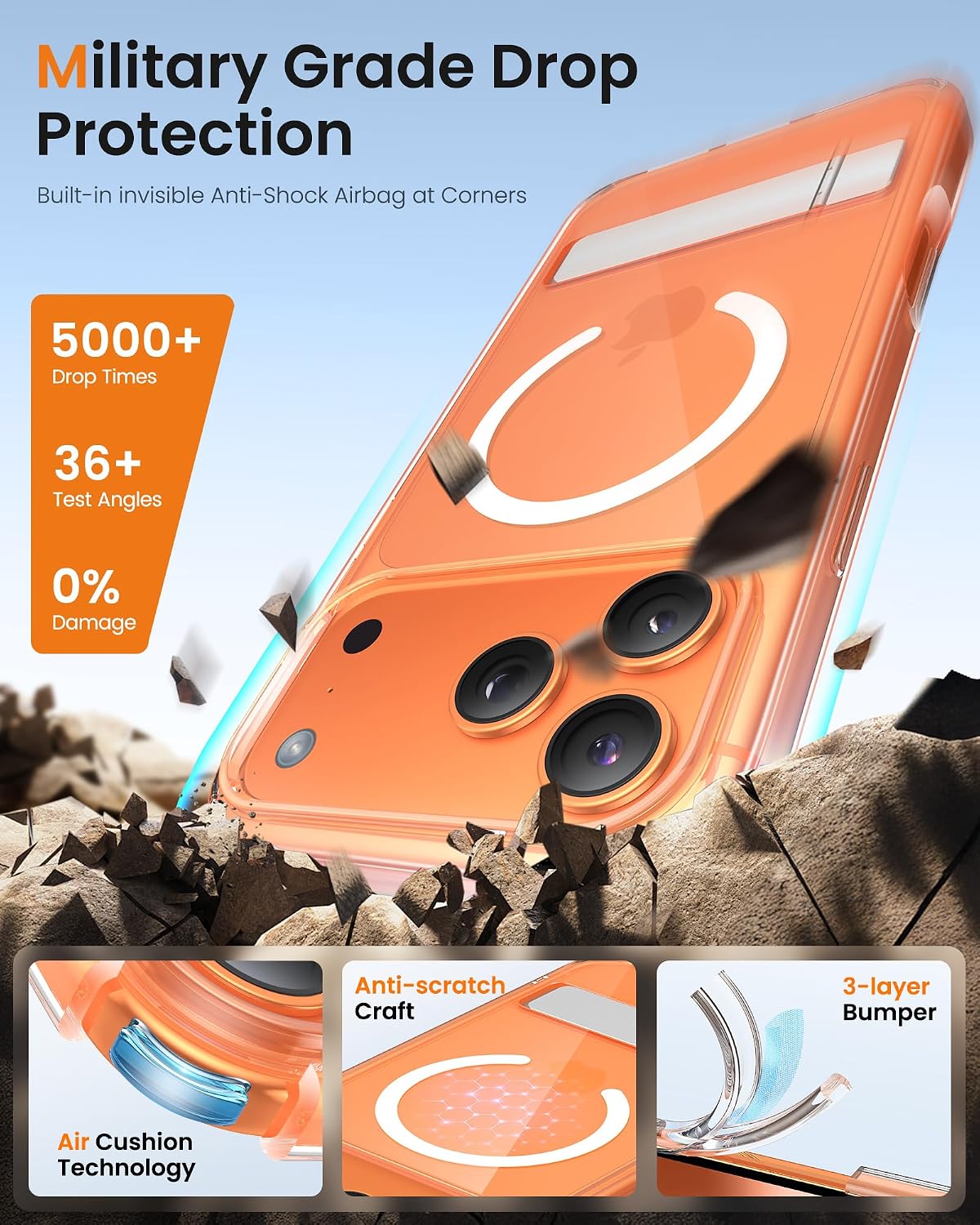 Thumbnail 5 de BXYJY iPhone 17 Pro Max Magnetic Case (Clear) with Built-In Stand & MagSafe Charging Compatibility