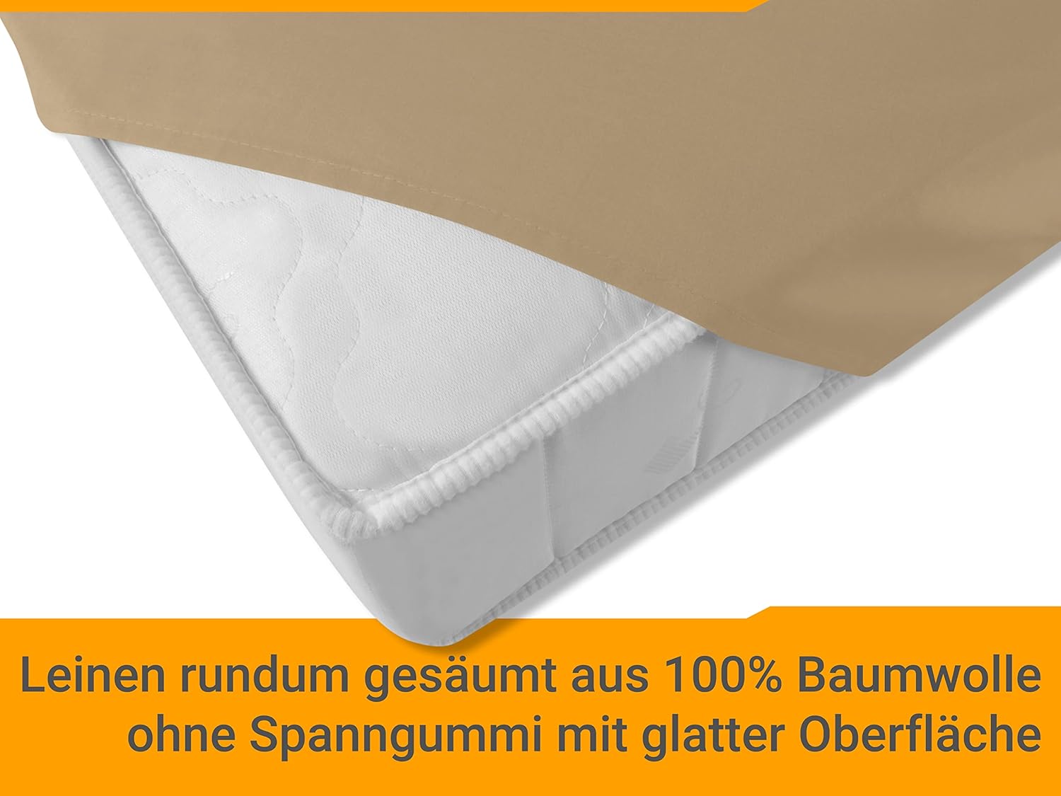 Thumbnail 3 de Npluseins Drap de lit classique sans élastique – taille unique 150 x 250 cm naturel