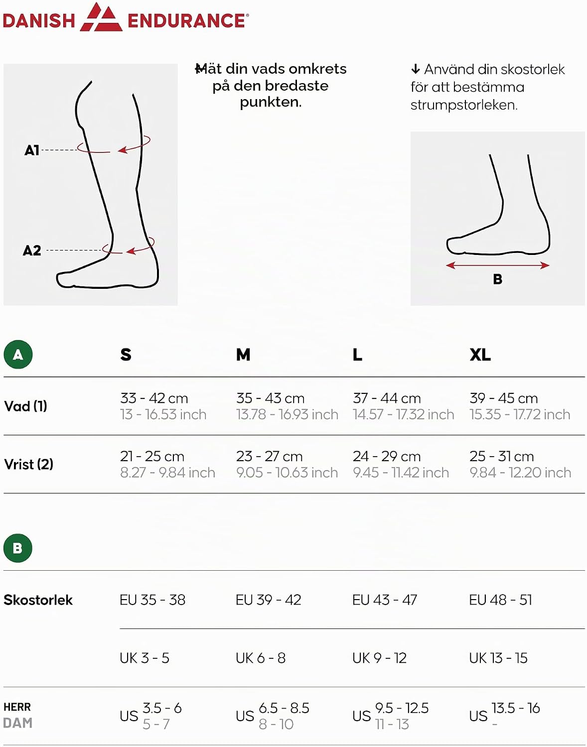 Thumbnail 5 de DANISH ENDURANCE Merinoull kompressionsskidstrumpor, 18–23 mmHg med vadderat smalben