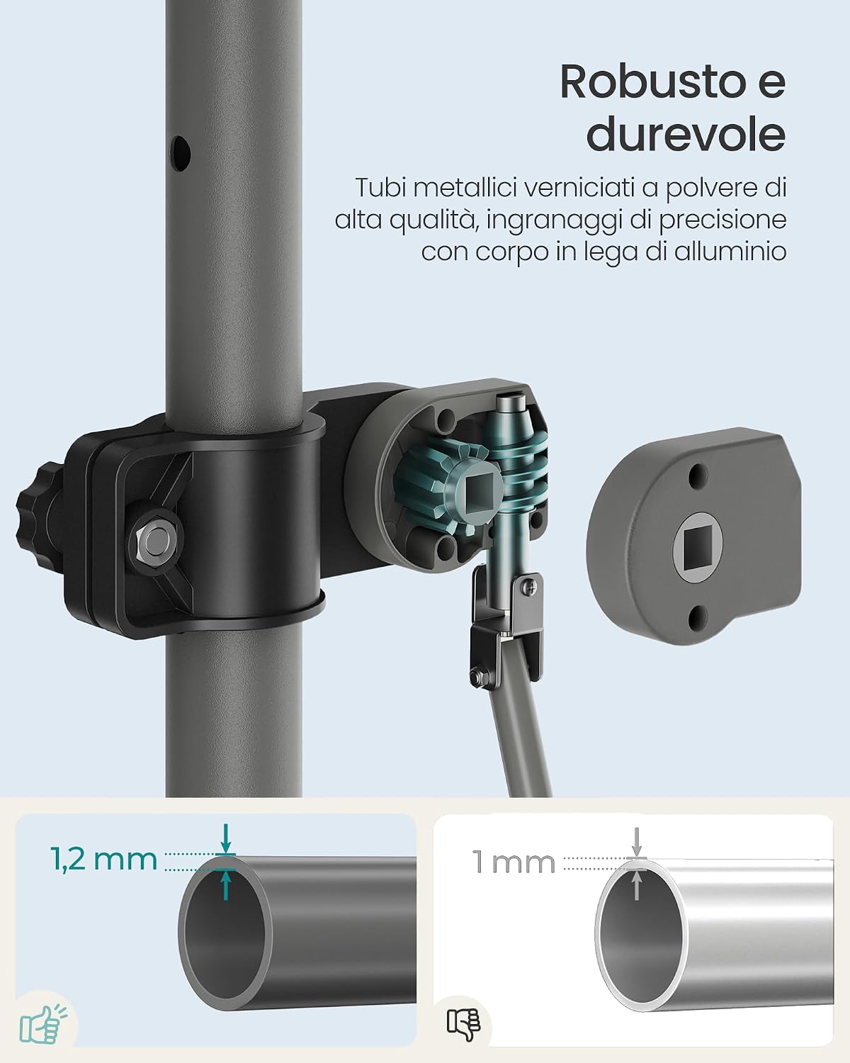 Detalle de SONGMICS Tenda da Sole Avvolgibile GSA252QZ01 – Tendalino Retrattile 250x120 cm Blu/Bianco
