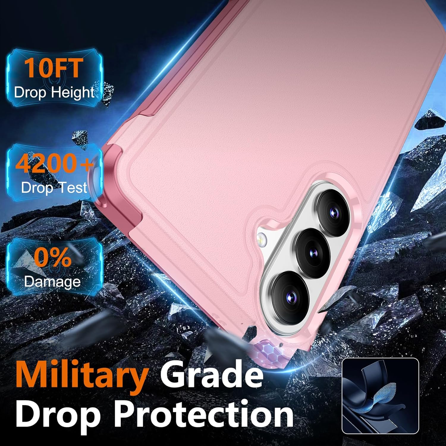 Thumbnail 2 de SPIDERCASE Heavy-Duty Case for Samsung Galaxy S26 Plus (Light Pink) — 2-Pack with Tempered Glass Screen Protector and Camera Lens Protector