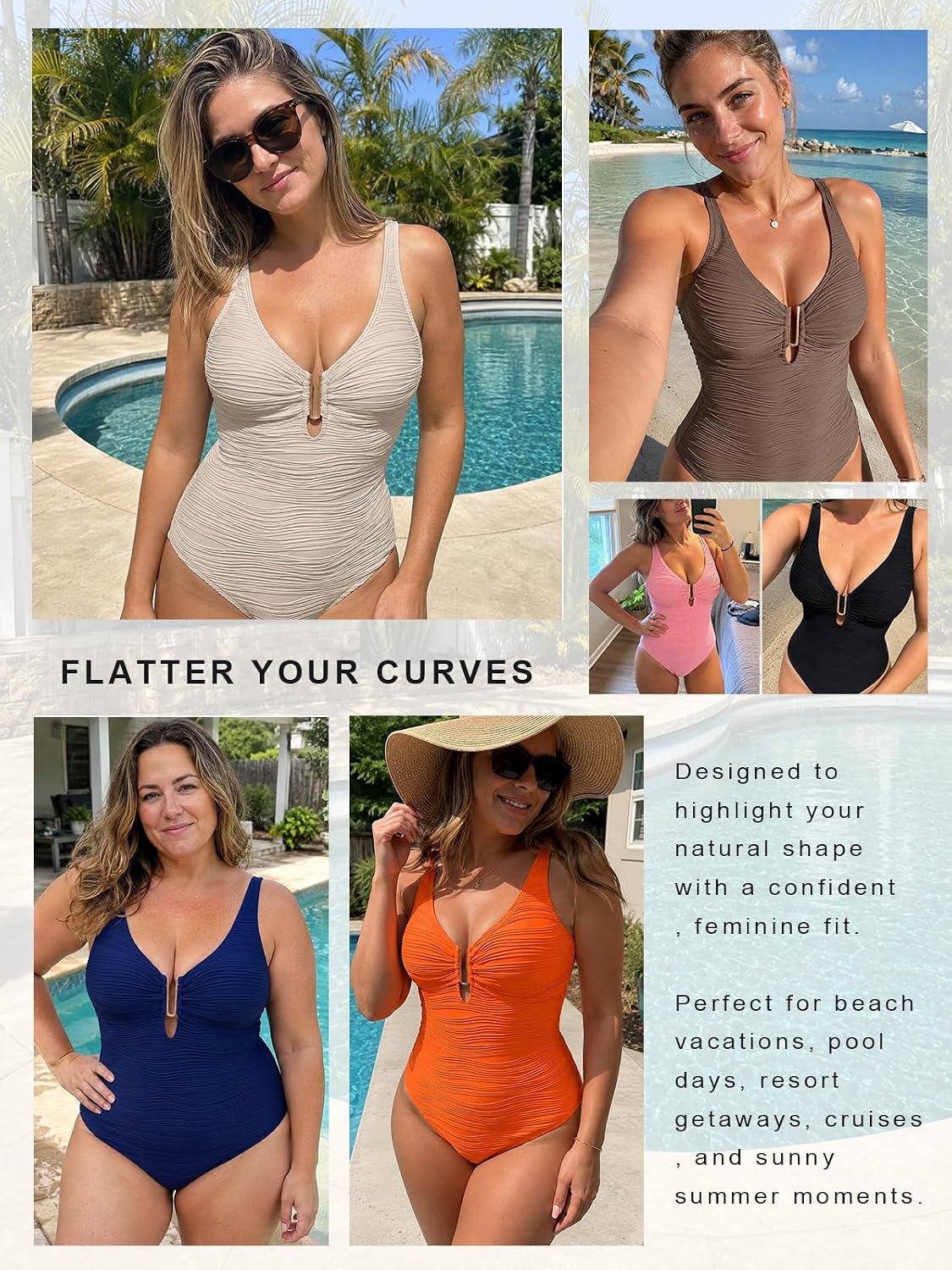 Detalle de Dridreo Women's One Piece Swimsuit with Tummy Control and U-Wire Detail