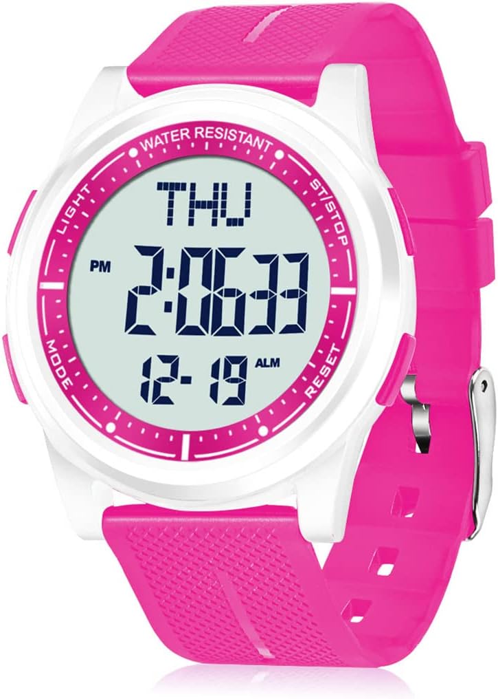 WIFORT Digital Herren Damen Uhr mit 5 ATM, Stoppuhr, Countdown und Wecker