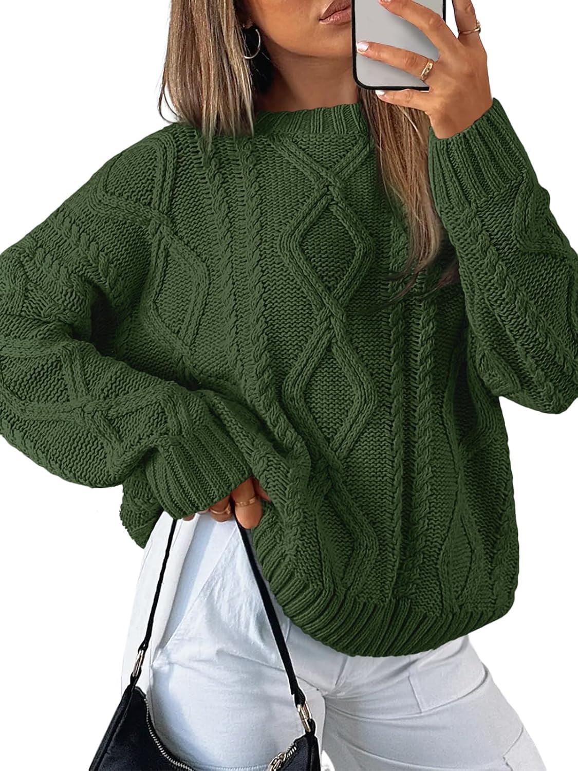 Thumbnail 6 de Trendy Queen Oversized Cable Knit Round-Neck Sweater