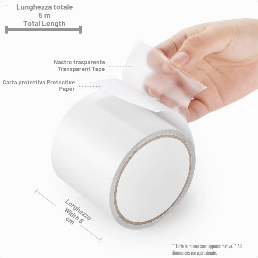 Thumbnail 4 de eco oe Nastro di riparazione per tende 8 cm x 5 m – trasparente, impermeabile, PVC/tendaggi rivestiti