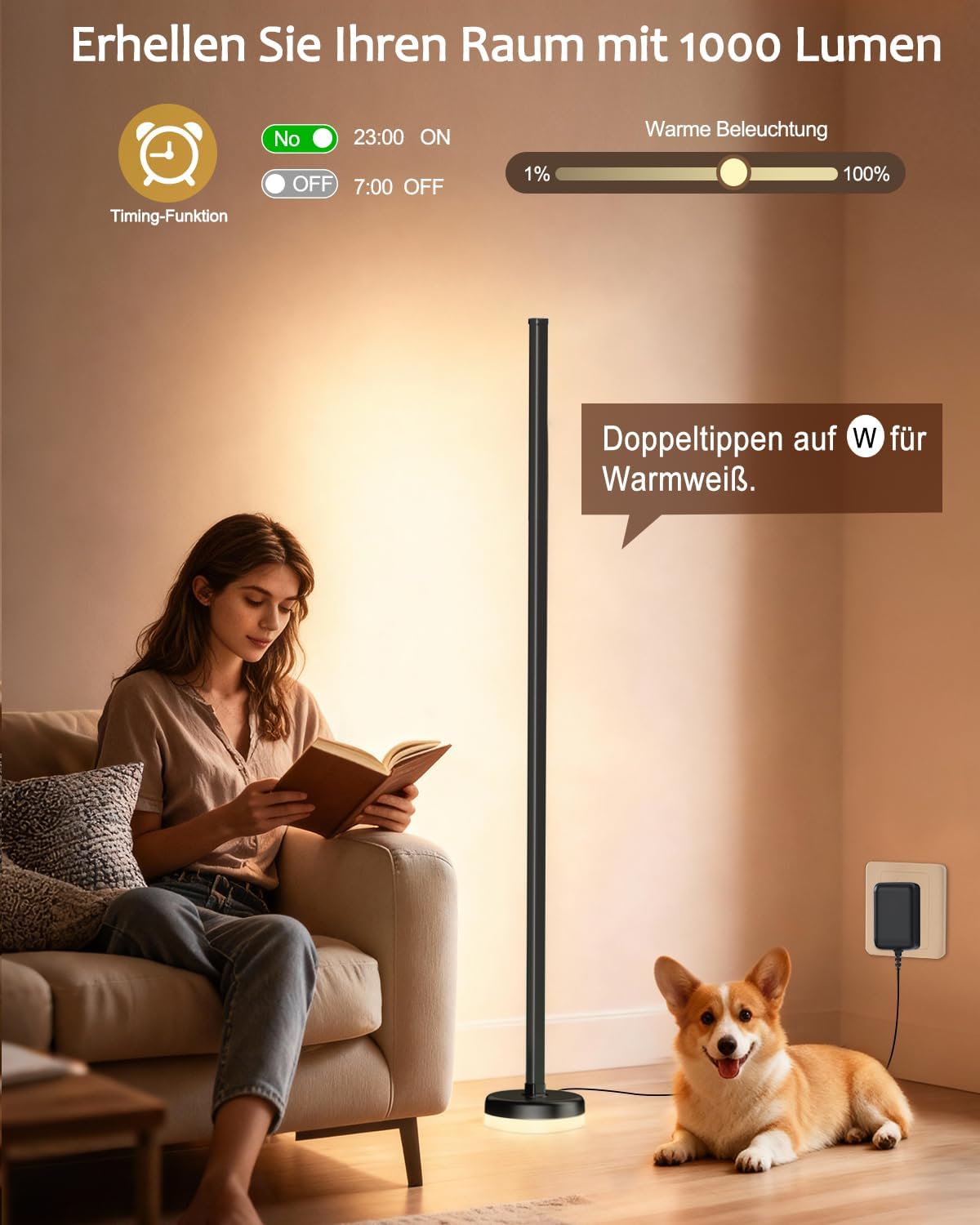 Detalle 2 de LED Stehlampe 140 cm dimmbar