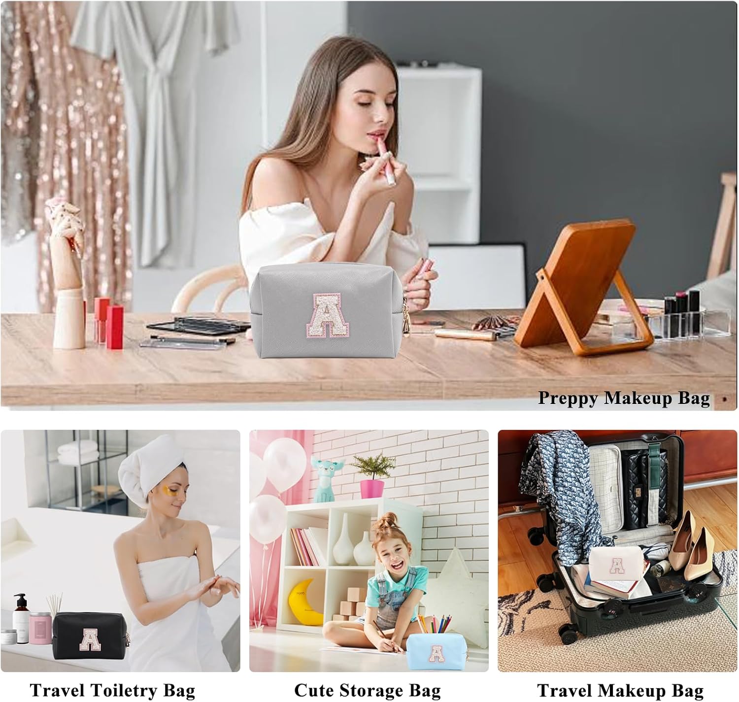Detalle de Tolmaiertu Personalized Makeup Bag: Waterproof, Lightweight Travel Pouch