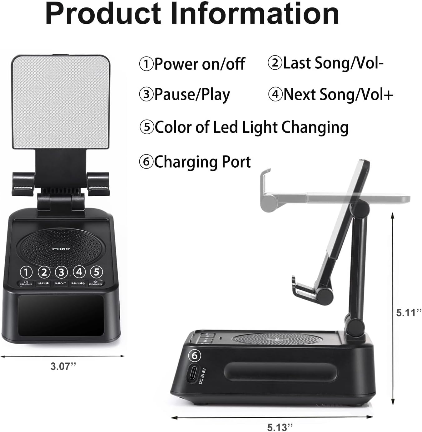 Thumbnail 6 de DiKaou Phone Stand with Bluetooth Speaker 4–13in