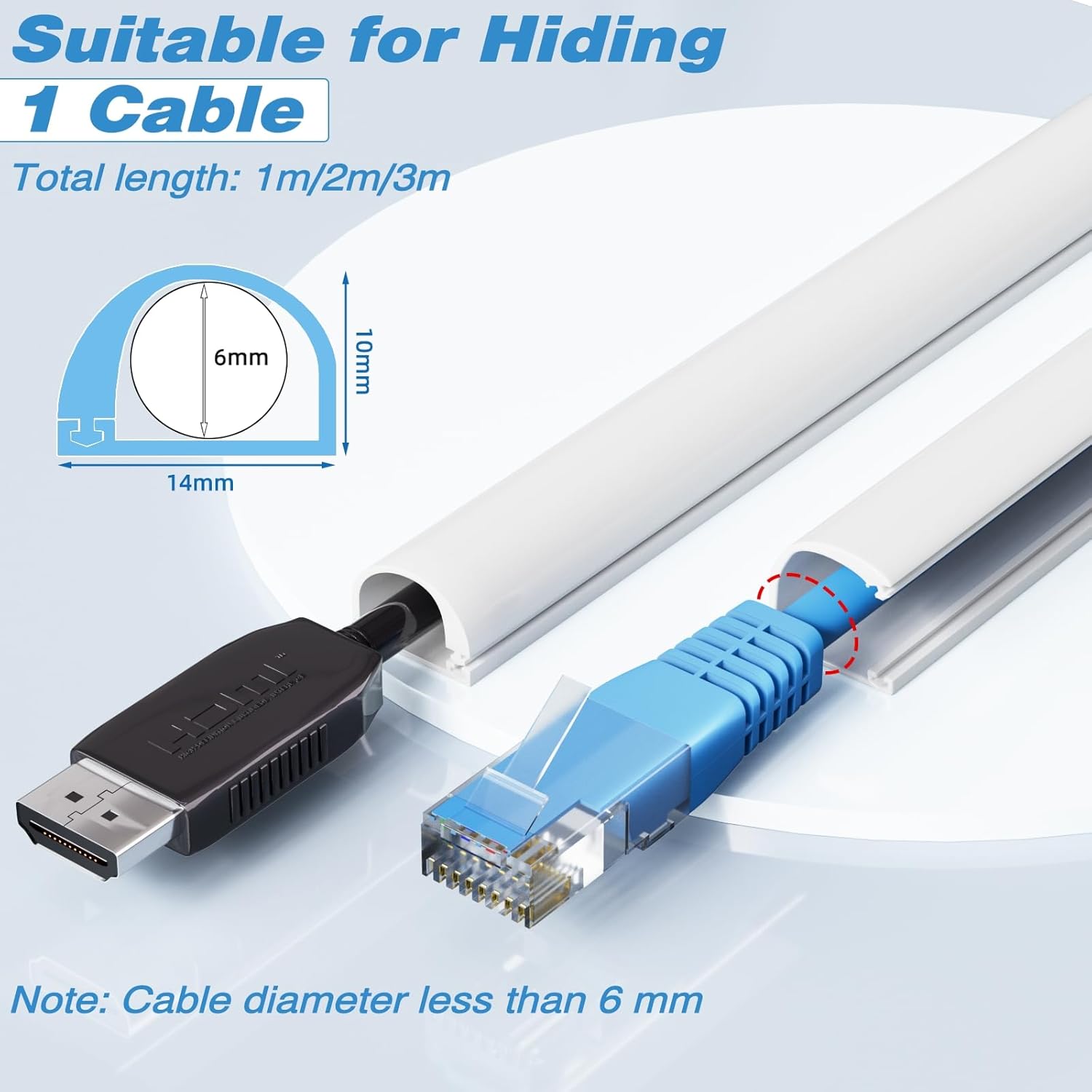 Thumbnail 1 de 2M White Self-Adhesive Mini Cable Trunking Kit (Self-Adhesive Wall Cable Channel Cover, No Tools Needed)