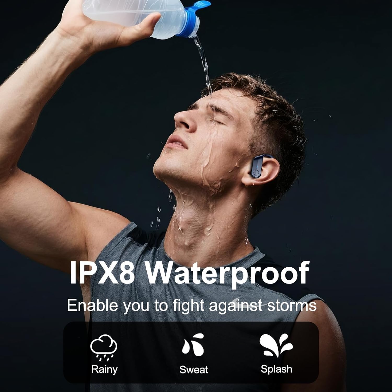Thumbnail 4 de Ordtop Wireless Earbuds Sports 2026 – Bluetooth 5.4, IPX8, 70H Battery, Earhooks & ENC Noise Cancelling