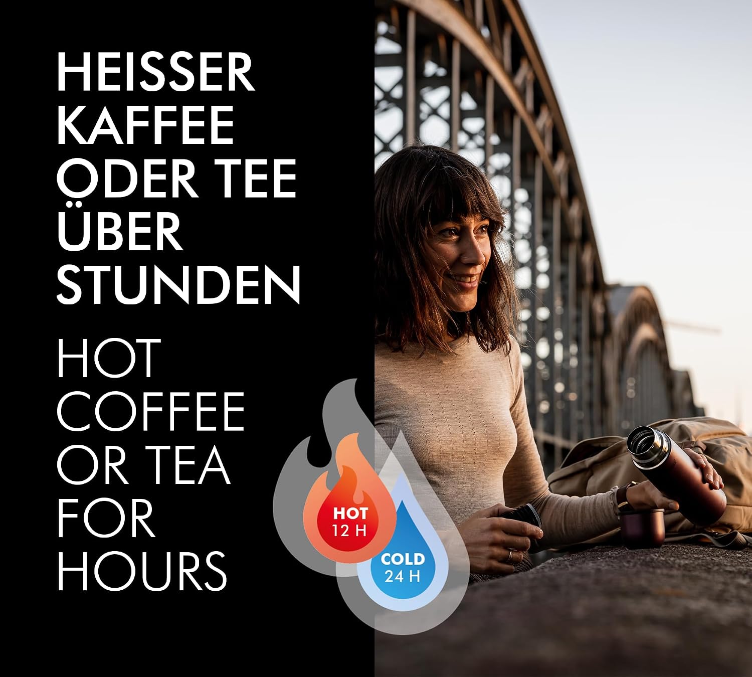 Detalle de THERMOcafé by THERMOS TC BEVERAGE BOTTLE Burgundy Matt 0,70l – Edelstahl, auslaufsicher, 12h heiß / 24h kalt