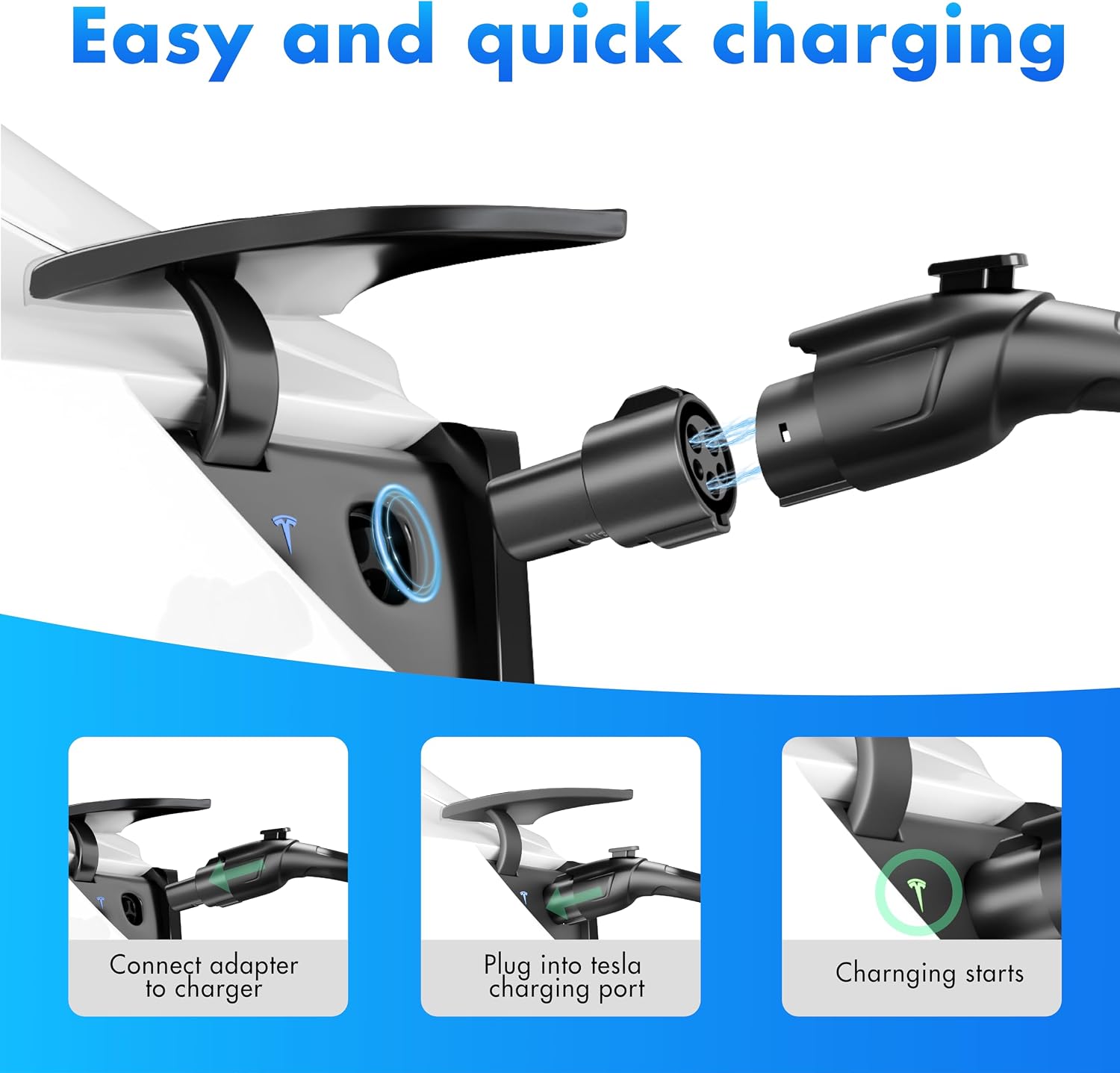 Thumbnail 2 de Hagibis J1772 Tesla adapter 80A charging