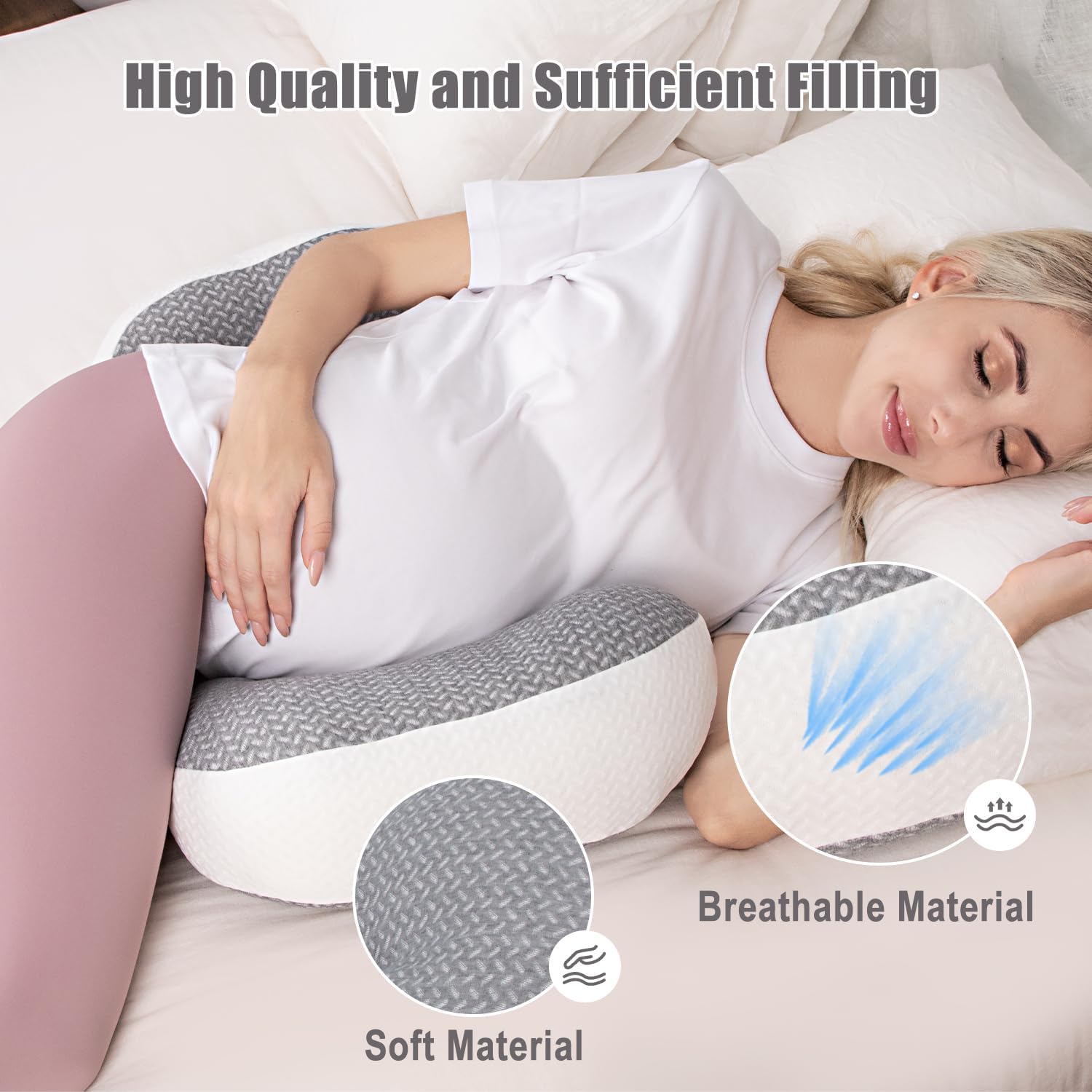 Thumbnail 4 de Chilling Home Pregnancy Pillows for Sleeping (Blue) – adjustable 30° maternity body pillow
