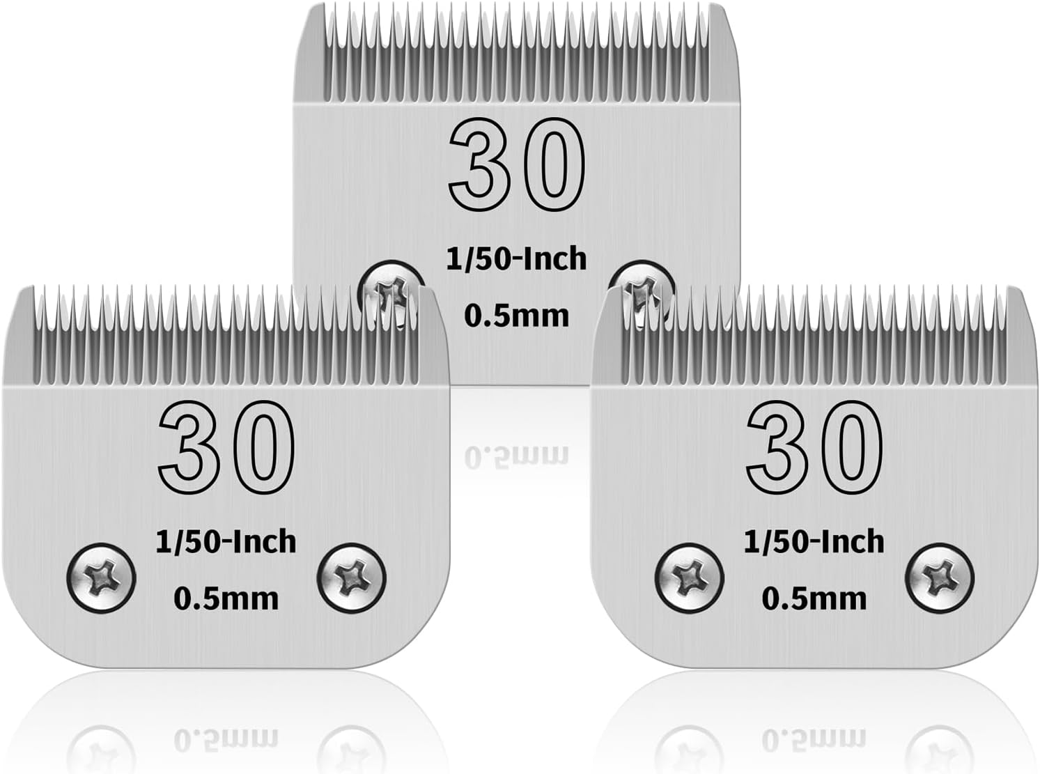 Confezione da 3 lame in acciaio inox per toelettatura cani, 30# (0,5 mm) – compatibilità ampia