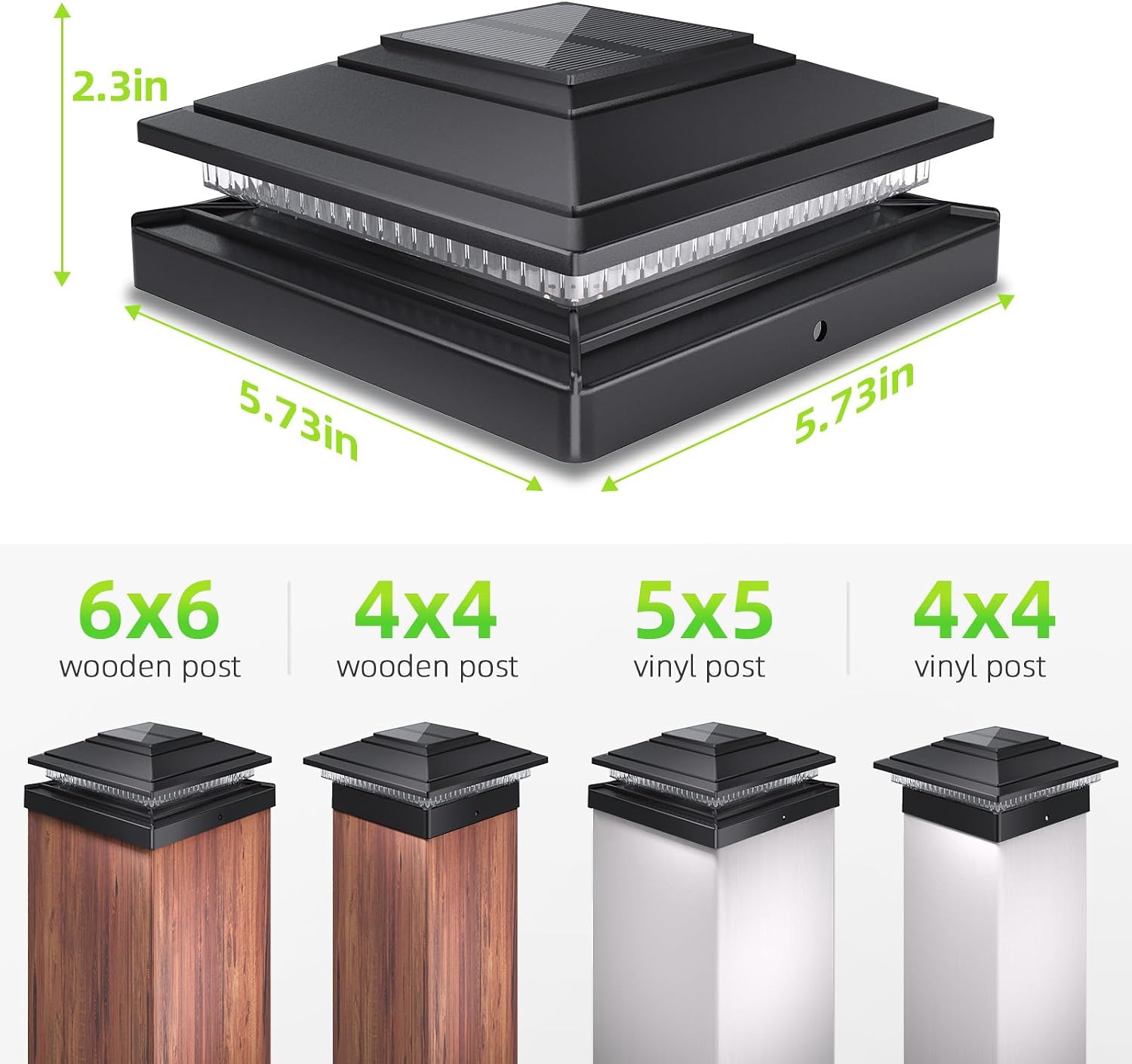 Detalle de JOFIOS TZ28 Solar Post Cap Lights, 12-Pack, Dual-Colour LED, Waterproof