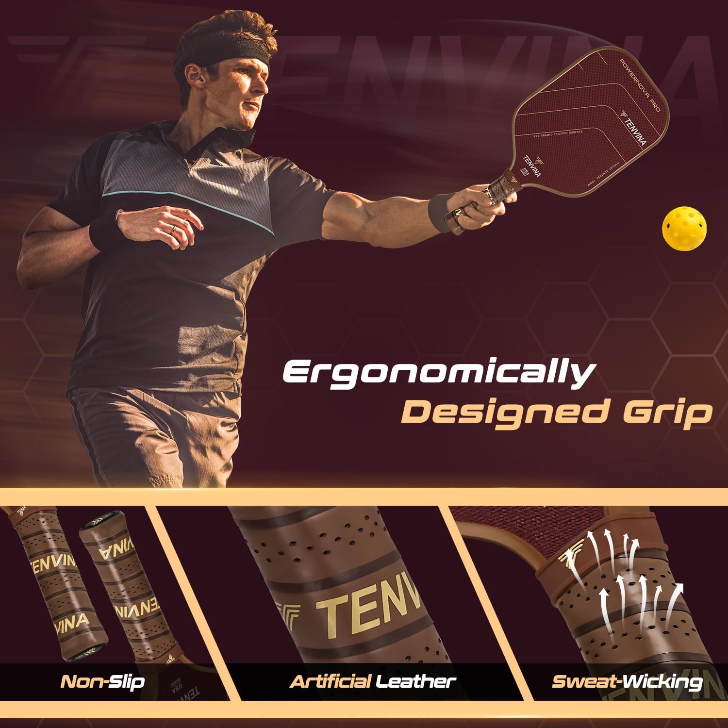 Detalle 2 de TENVINA Pickleball Paddle with T700SC Carbon Fiber