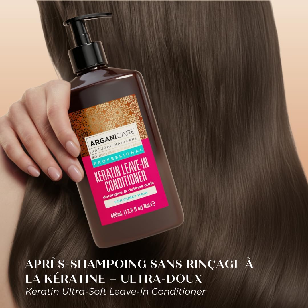 Detalle 1 de Arganicare AGN024 leave-in-kräm för lockigt hår med keratin, 400 ml