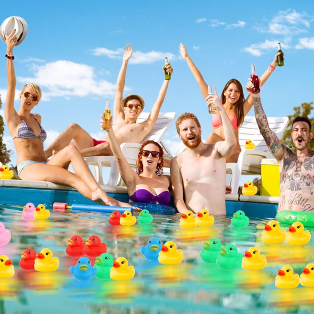 Thumbnail 6 de 50 Pcs Rubber Ducks Bath Toy (5 Colors) – Multicolor Mini Float Ducks for Baby Bath, Shower & Party Favors