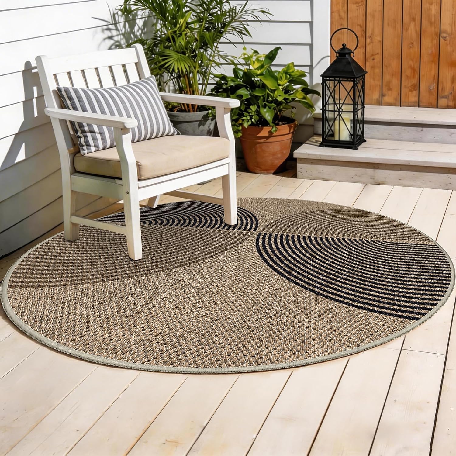 Thumbnail 6 de Capslpad rond vloerkleed 160 cm, jute-look, zwart-bruin, antislip en wasbaar