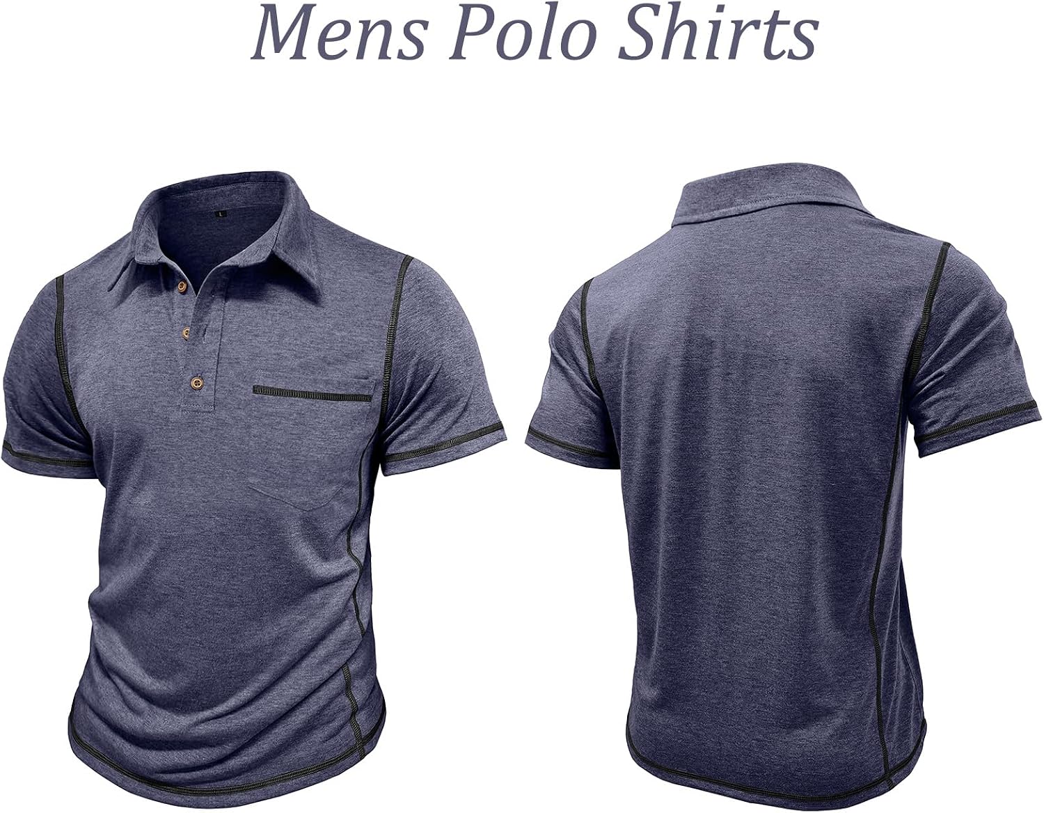 Thumbnail 1 de Volemo Men’s Short Sleeve Polo Shirt with Pocket – Casual Summer Smart Polo Tee