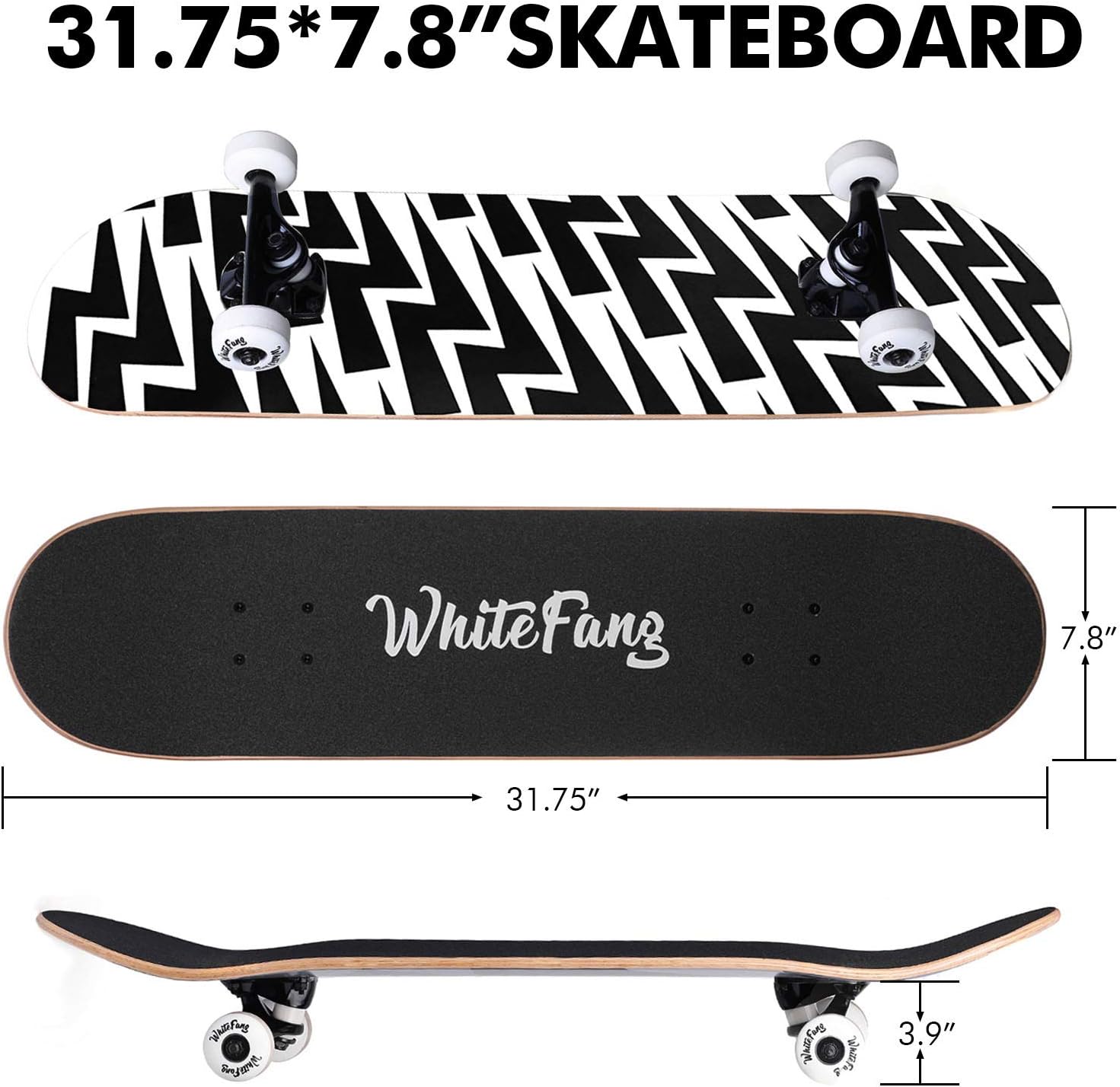 Detalle 1 de WhiteFang Complete Skateboard 31.75-inch