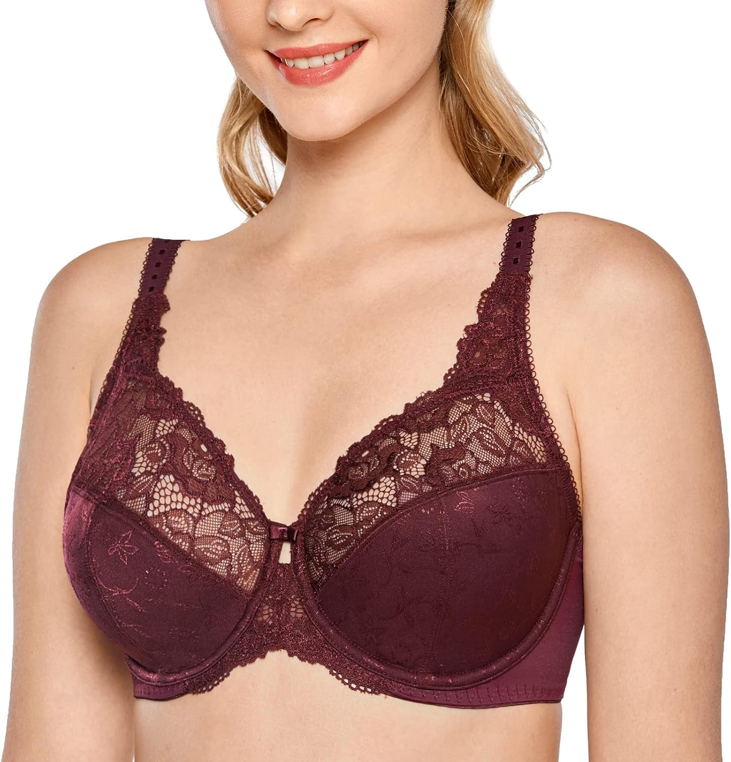 Detalle de DELIMIRA Damen Minimizer-BH mit Bügel (ohne Einlagen) und Spitze für große Größen