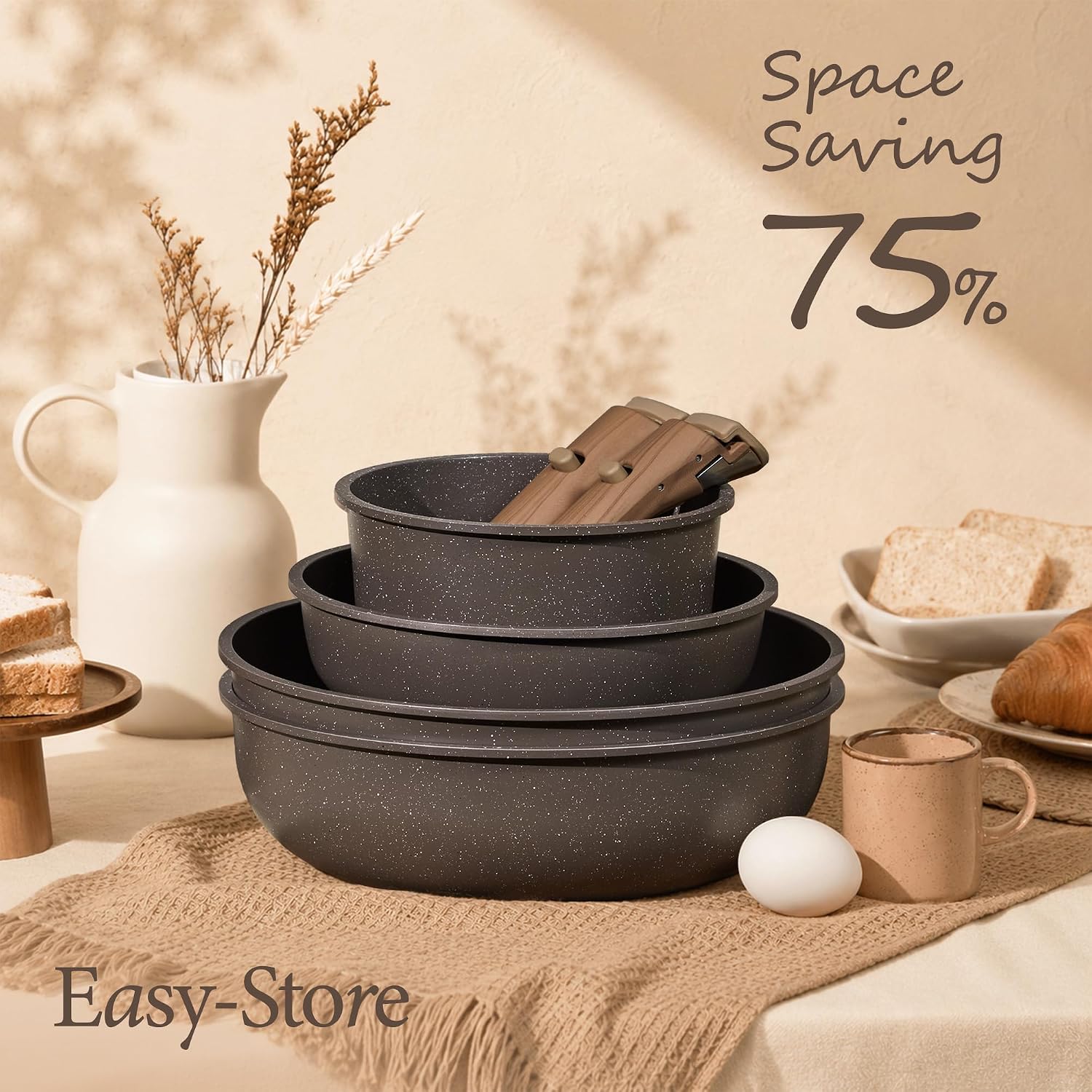 Thumbnail 3 de CAROTE A16338 27-Piece Nonstick Cookware Set with Detachable Handles