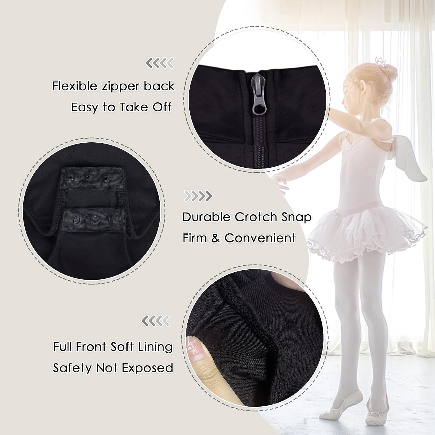 Detalle 1 de Tegmk Girls' Leotard with Zipper Back