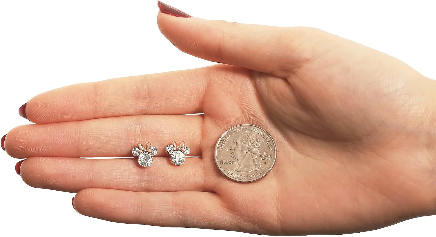 Detalle 2 de Orecchini Minnie Mouse a Bottone con Pietra Portafortuna Disney – Argento, per Donna
