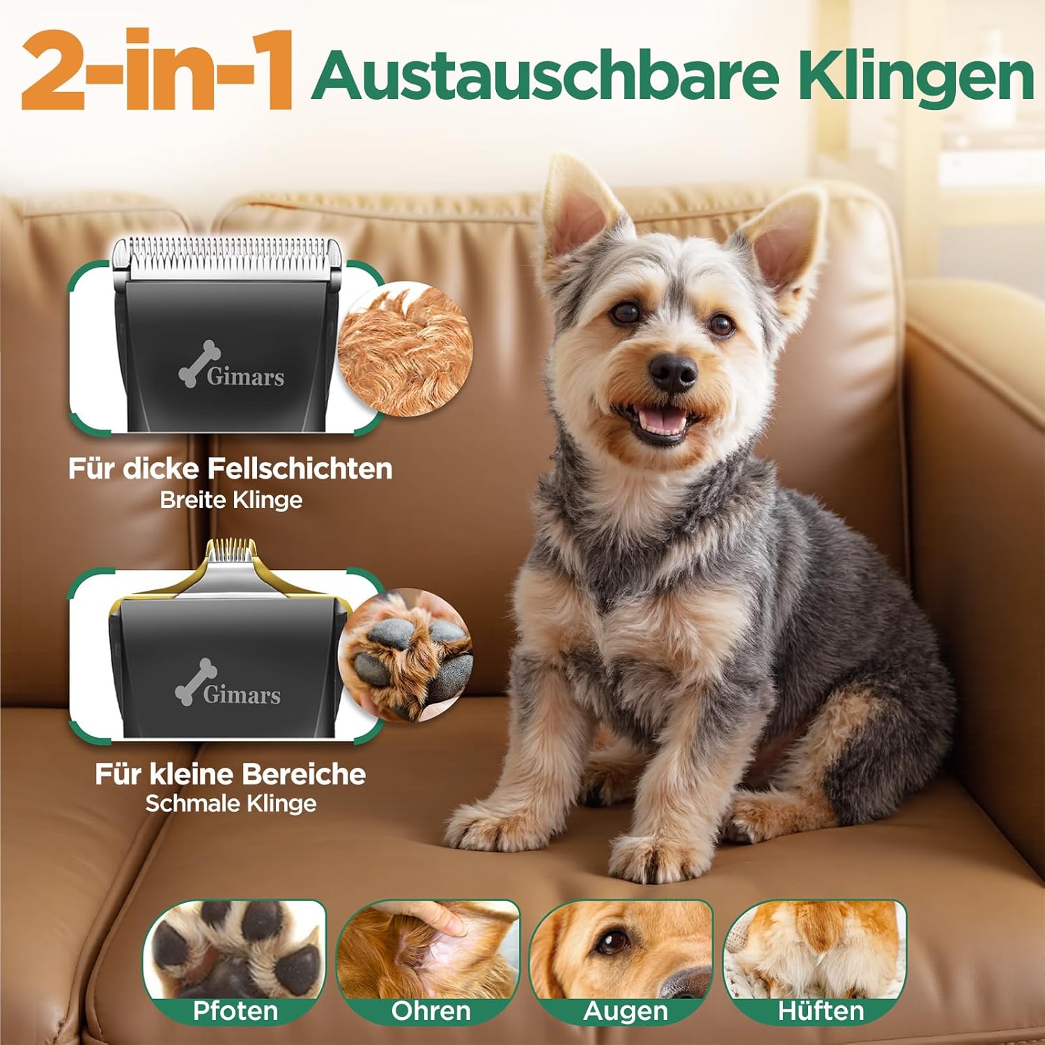 Thumbnail 1 de Gimars 4-in-1 Hundeschermaschine Set (4 Geschwindigkeiten, USB-aufladbar, leise) – mit Hunde Trimmer