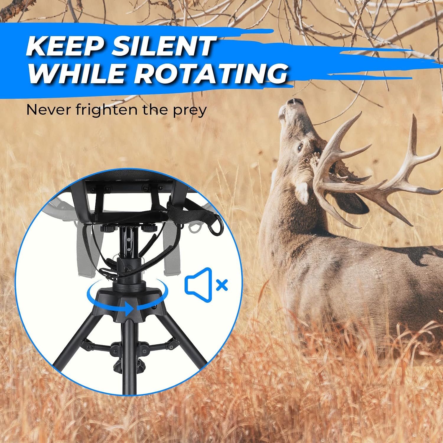 Thumbnail 3 de KEMIMOTO B1702-00301BK Hunting Blind Chair, 360° Swivel, Adjustable Height