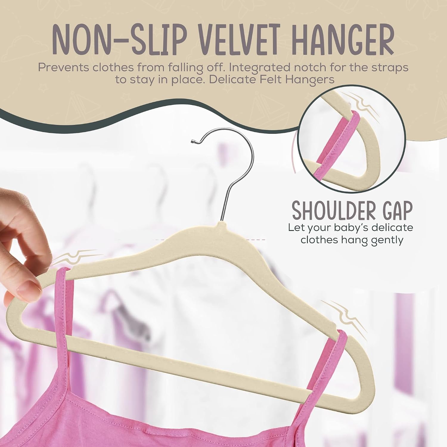 Thumbnail 5 de TechZoo 50 Premium Baby Velvet Hangers 11.8" for Kids