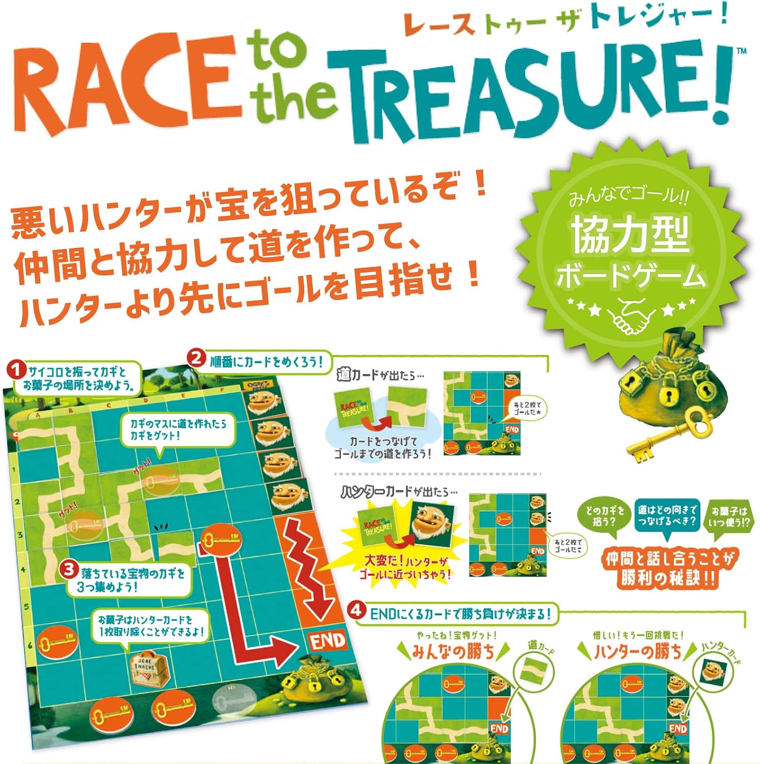 Detalle 2 de MindWare Peaceable Kingdom GMC2 協力型ボードゲーム「レース・トゥー・ザ・トレジャー!」日本語版、2~4人・5歳以上