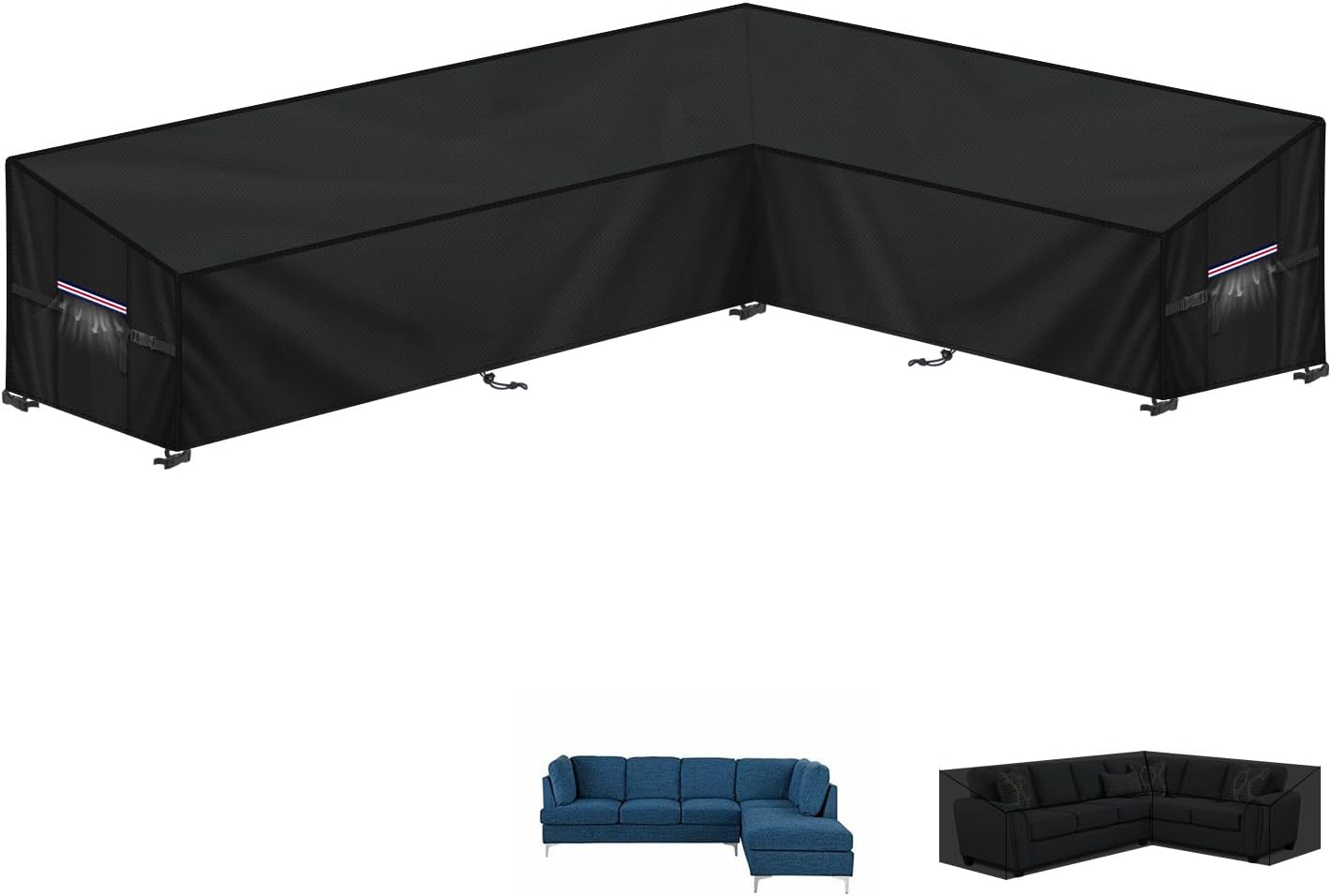 LAMUNI Lounge-Abdeckung für L-Form Loungemöbel (wasserdicht, Anti-UV), 260x180x90x80/60 cm