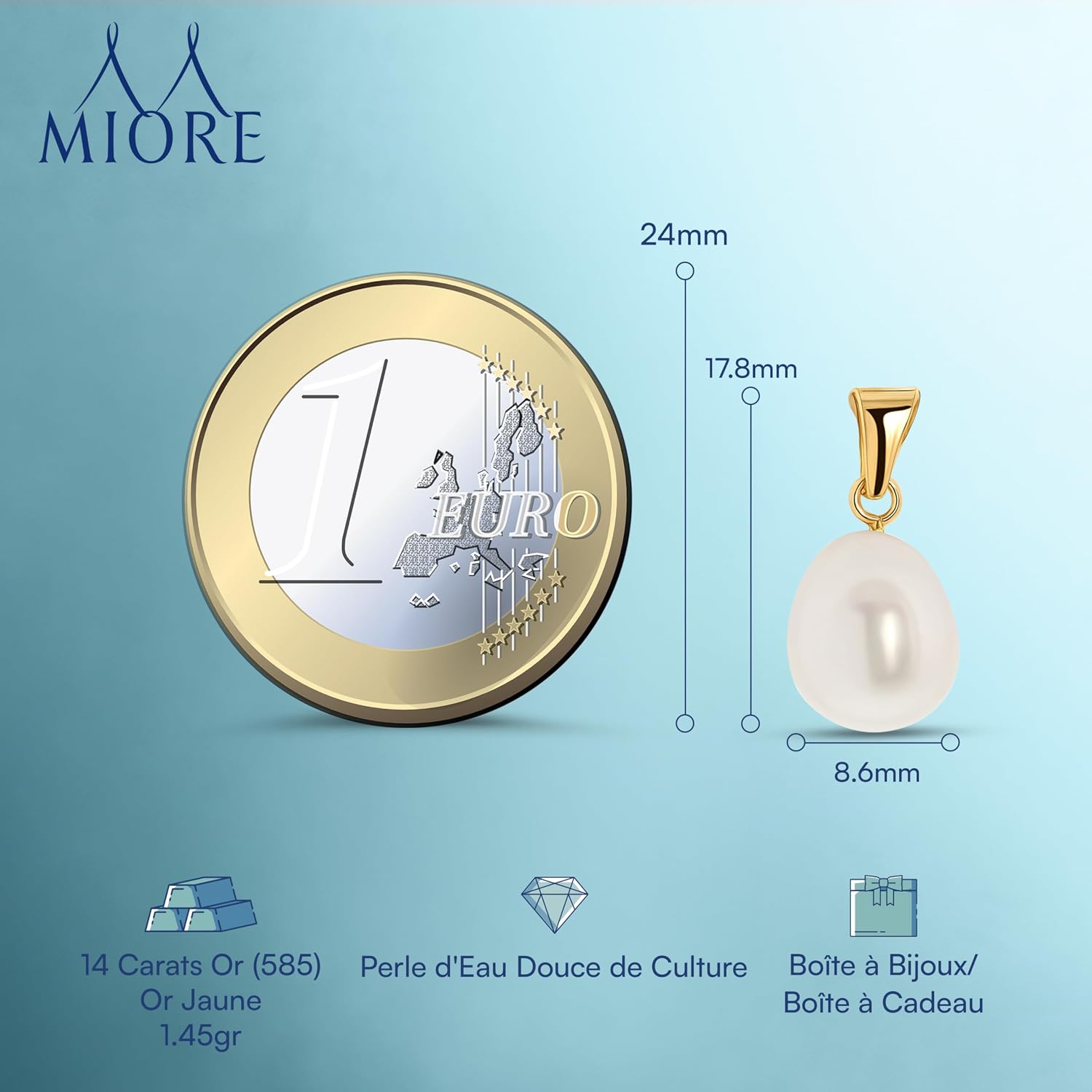 Detalle 2 de MIORE Pendentif Femme perle 8–9 mm
