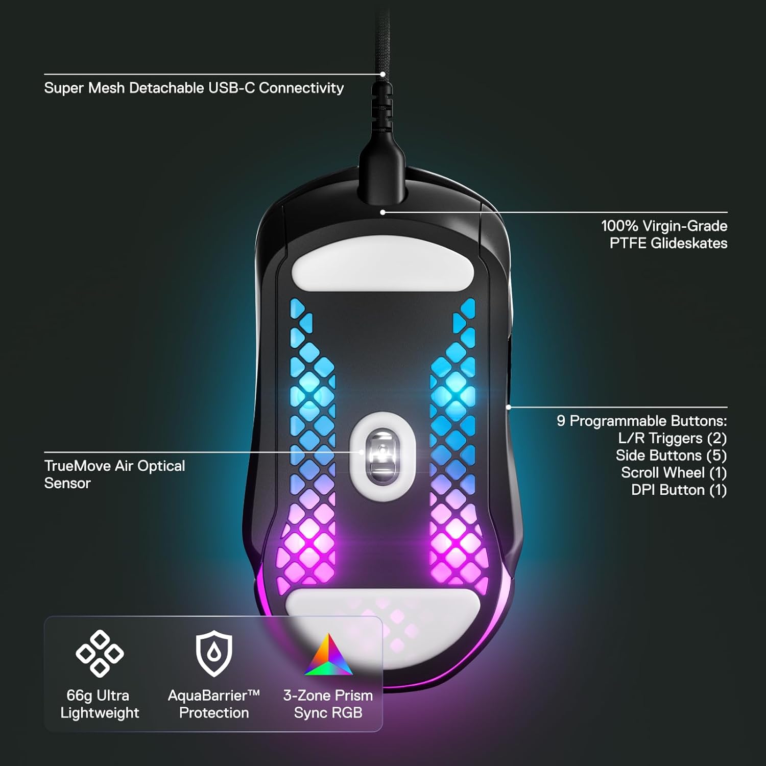 Thumbnail 2 de SteelSeries Aerox 5 Holey RGB Gaming Mouse