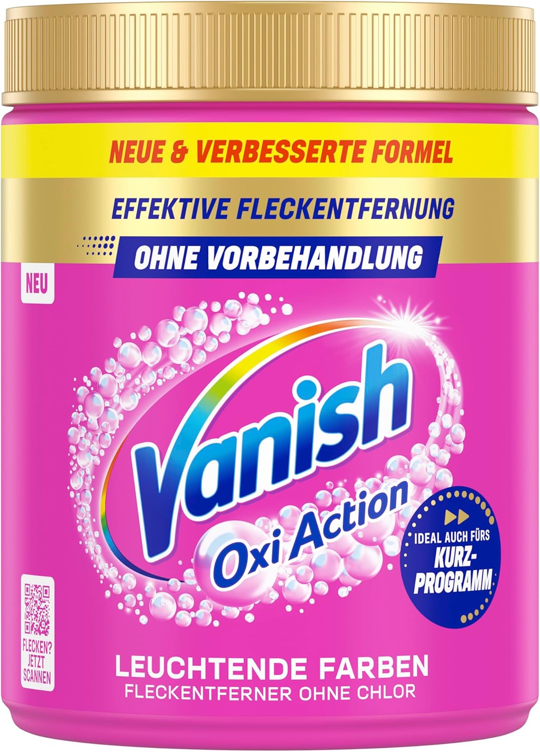 Detalle de Vanish Oxi Action Pulver Pink 1 x 1,125 kg – Fleckenentferner & Wäsche-Booster für bunte Wäsche ohne Chlor