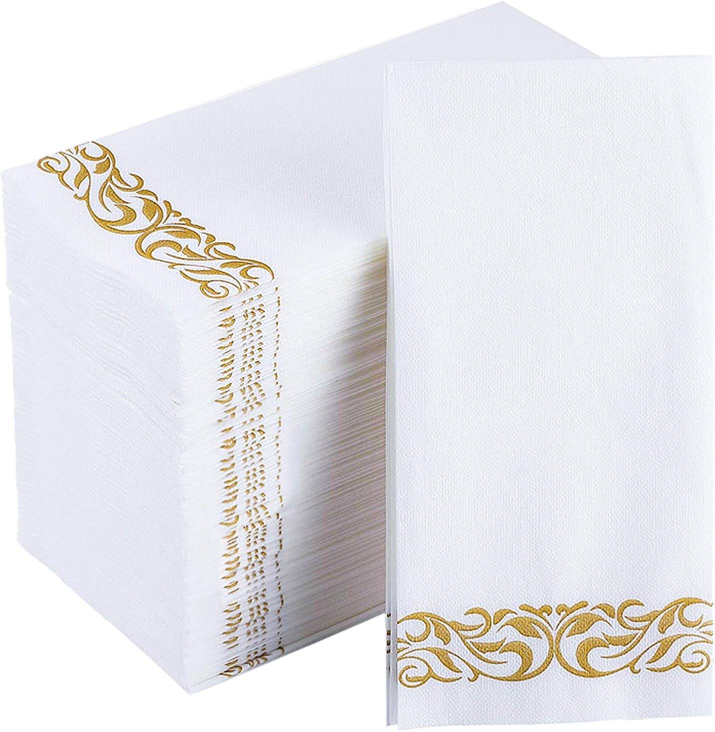 Thumbnail 6 de 200 Disposable Hand Towels with Linen-Feel Soft Absorbency (White & Gold)
