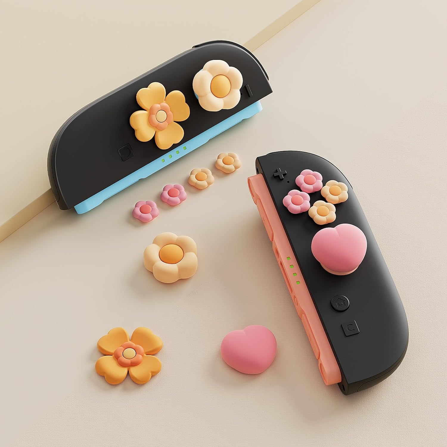 Thumbnail 4 de GeekShare Cross D-Pad Button Caps Thumb Grip Caps Set for Switch 2 (2025) – Heart and Flower