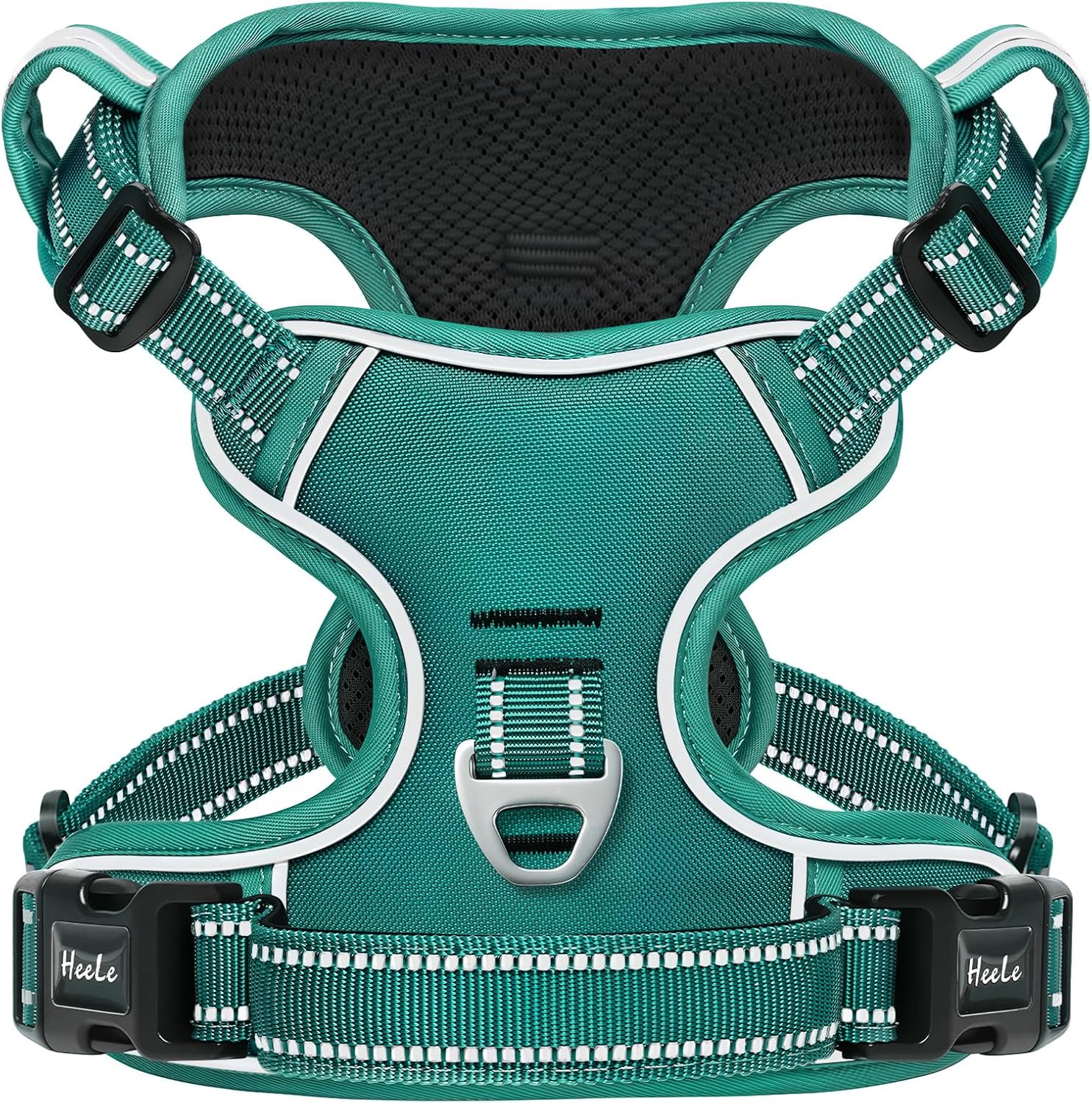 Detalle de HEELE No-Pull Dog Harness for Medium Dogs with Padded Handle – Reflective, Grass Green, Size L