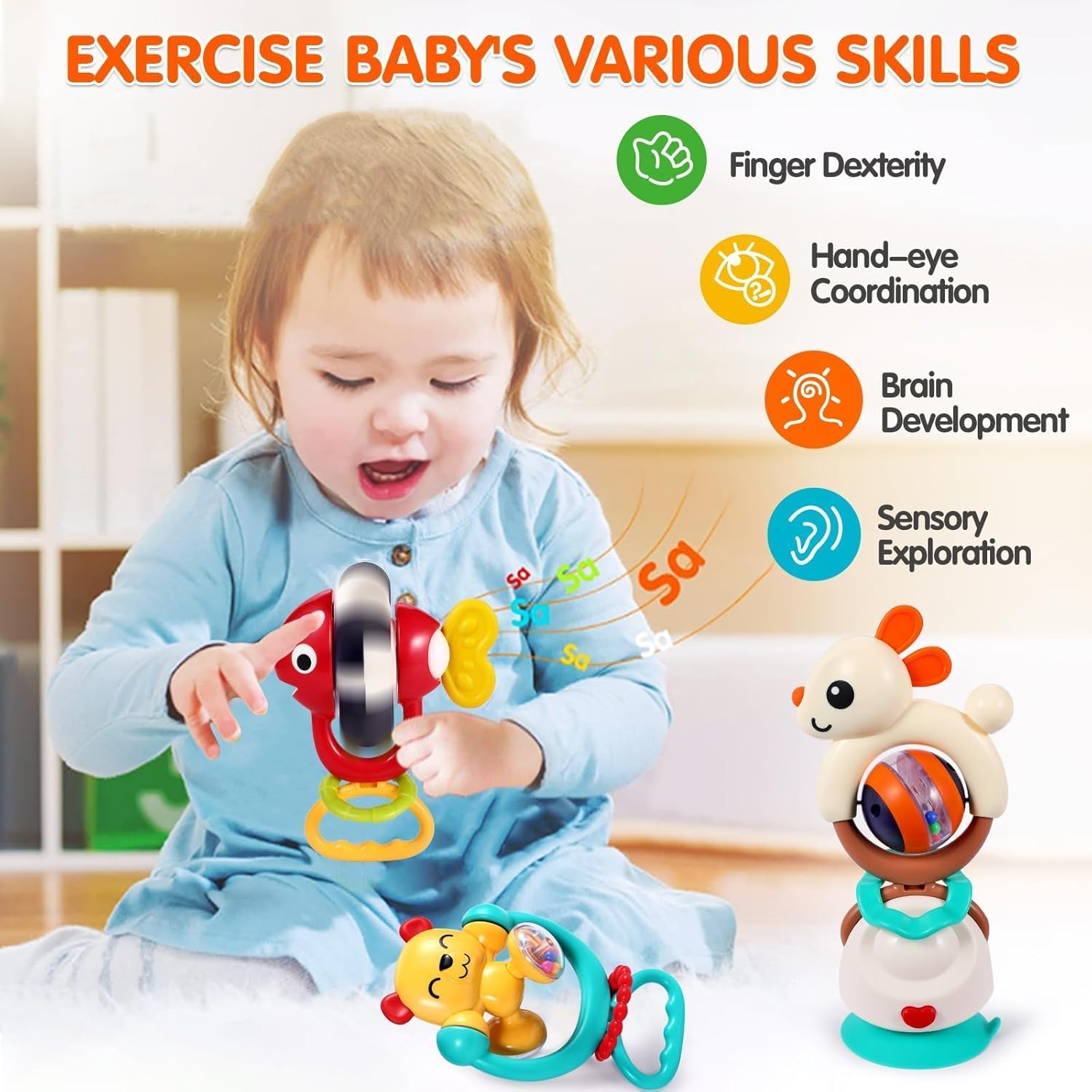 Thumbnail 2 de Baby Toys 6-12 Months Suction Rattles