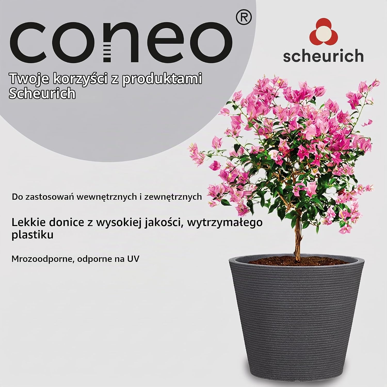 Detalle de Scheurich Coneo 57547 – donica 26 l, czarny granit, Ø 40 cm