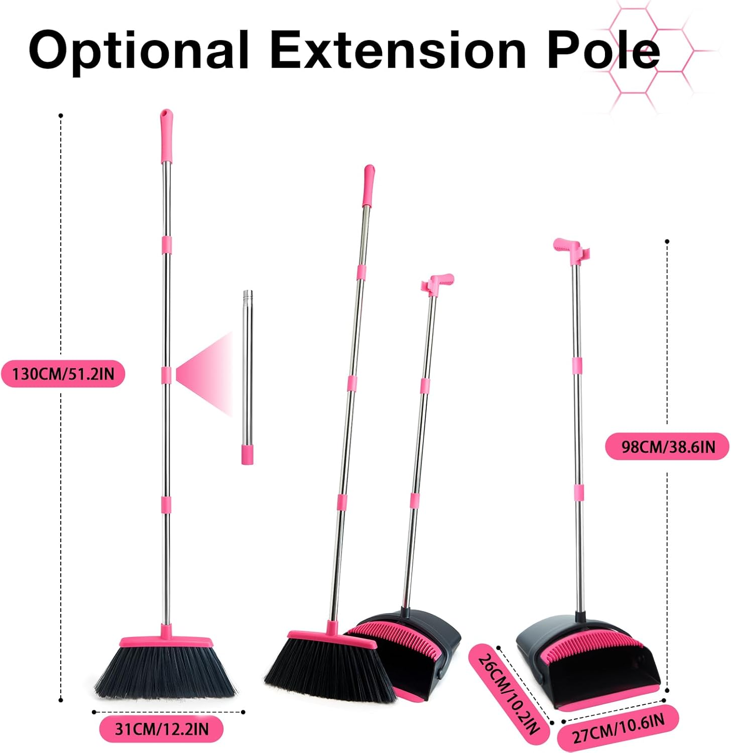 Detalle 2 de XXFLOWER Dustpan and Brush Set Long Handled 51.2in
