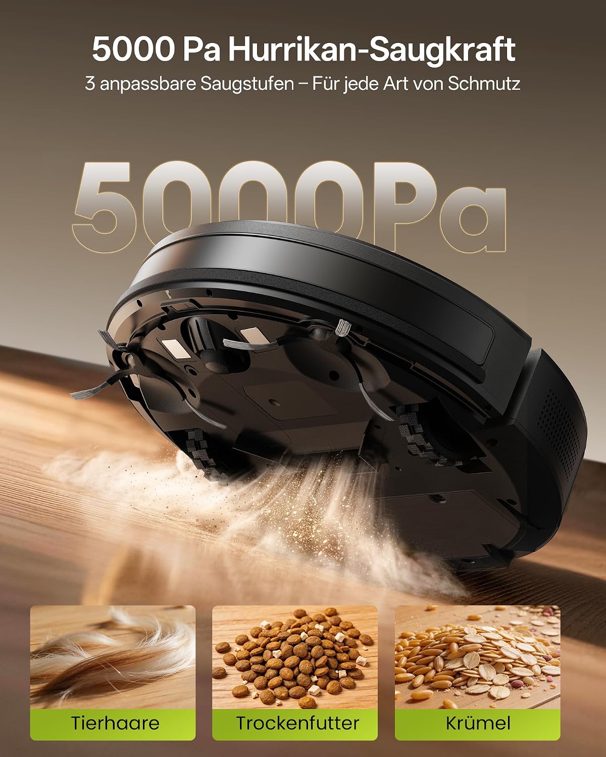 Detalle de Vexilar W8 Saugroboter mit Wischfunktion – 2600Pa, 130 Minuten Laufzeit, Gyroskop-Navigation