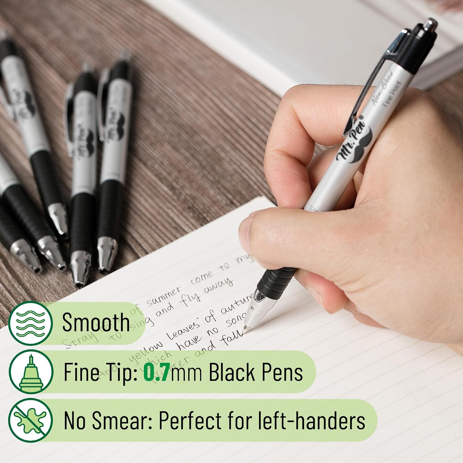 Thumbnail 2 de Mr. Pen BB06 Retractable Ballpoint Pens, 6-Pack, Black Ink, 0.7 mm